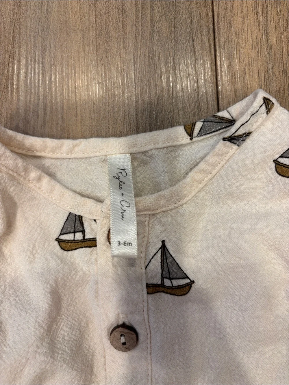 Rylee + Cru Cream Sailboat Print Bubble Romper